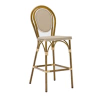 Aluminum Frame Bamboo Outdoor Bar Stool with Rounded Back