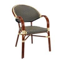 Stackable Rounded Back  Aluminum Bamboo Look Arm Chair