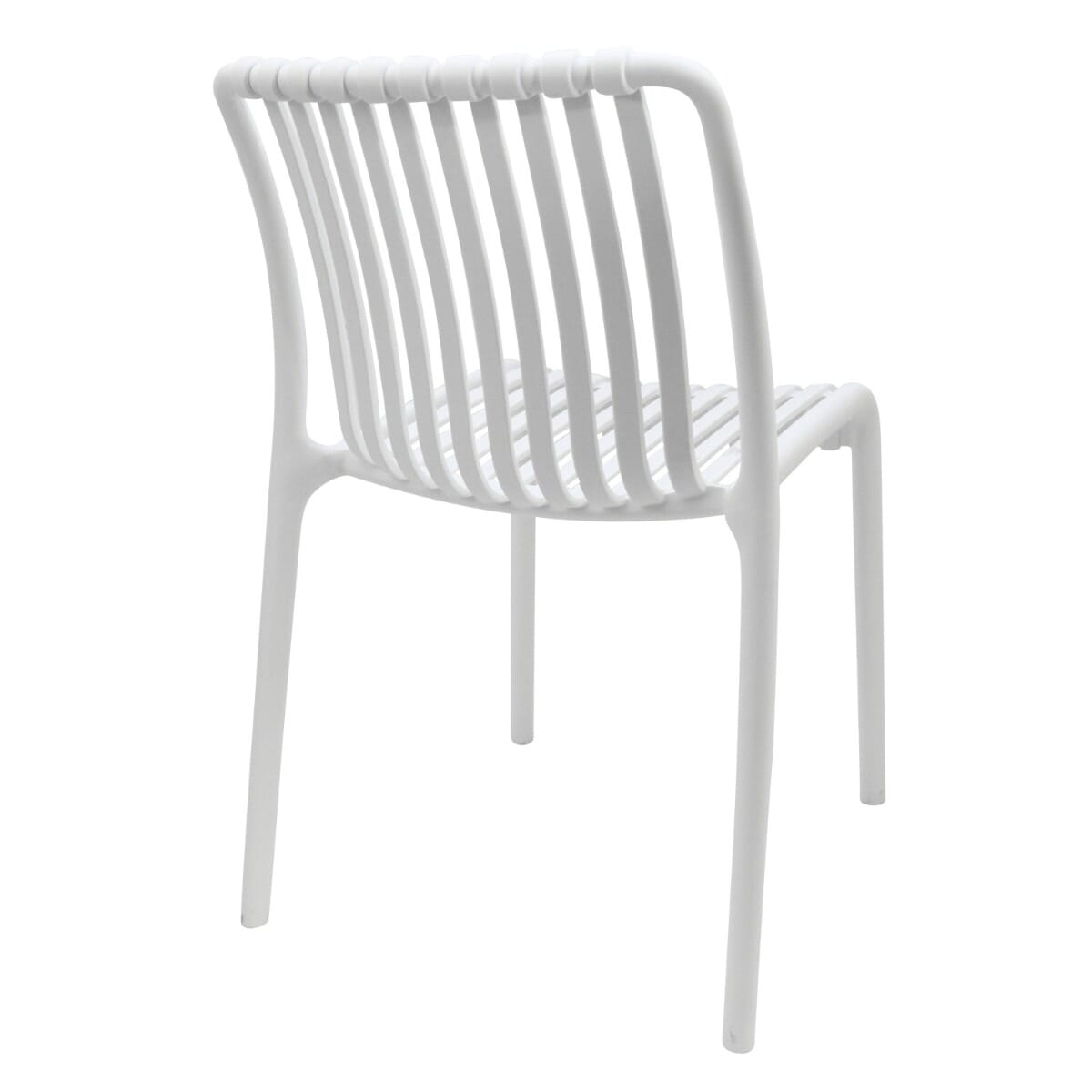 Stackable Indoor/Outdoor Resin Chair With Striped Seat and Back in White 