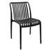 Stackable Indoor/Outdoor Resin Chair With Striped Seat and Back in Black