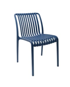 Stackable Indoor/Outdoor Resin Chair With Striped Seat and Back in Blue 