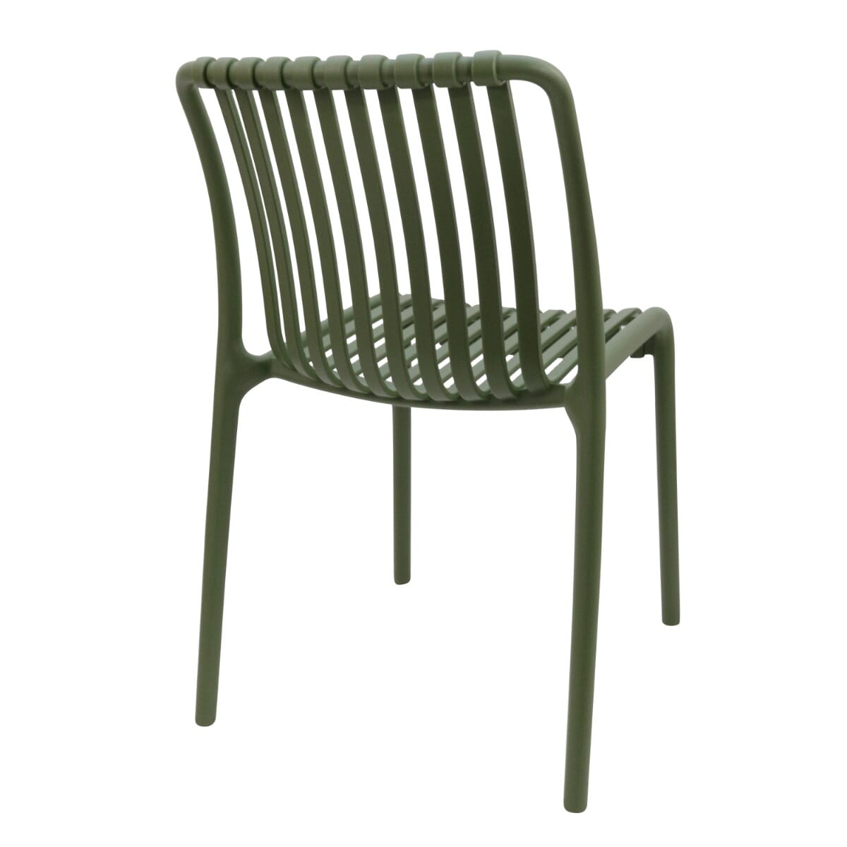 Stackable Indoor/Outdoor Resin Chair With Striped Seat and Back in Green