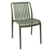 Stackable Indoor/Outdoor Resin Chair With Striped Seat and Back in Green