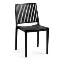 Stackable Indoor/Outdoor Resin Chair With Striped Square Back in Black