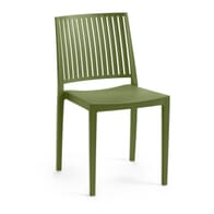 Stackable Indoor/Outdoor Resin Chair With Striped Square Back in Olive