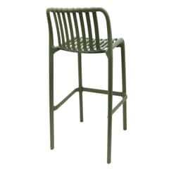Outdoor/Indoor Stackable Resin Bar Stool With Striped Seat and Back in Green