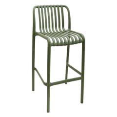 Outdoor/Indoor Stackable Resin Bar Stool With Striped Seat and Back in Green
