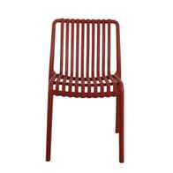 Striped Seat and Back Stackable Outdoor Resin Chair in Red 