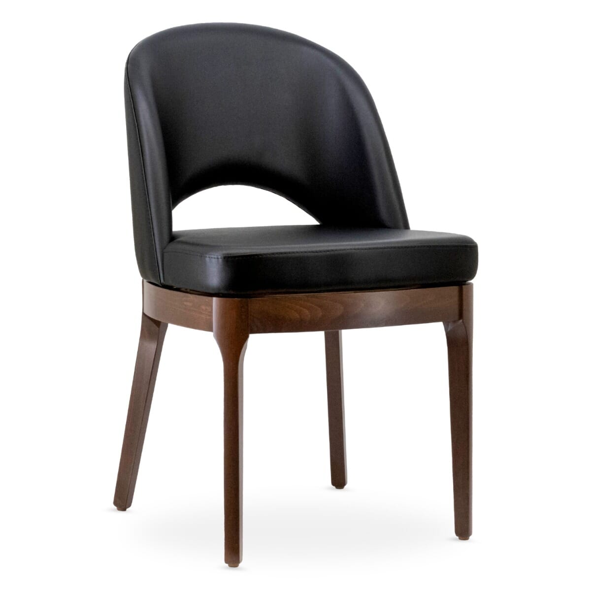 Lily Quick-Ship Upholstered Wood Commercial Dining Chair with Black Vinyl
