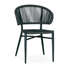 Palmera Stackable Outdoor/Indoor Commercial Rope Chair with Gray Seat and Back