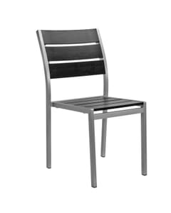 Aluminum Frame Outdoor Restaurant Chair With Black Synthetic Teak Slats (Front)