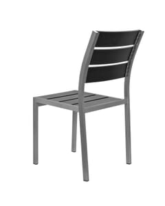 Aluminum Frame Outdoor Stackable Restaurant Chair With Black Synthetic Teak Slats