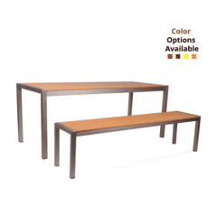 Synthetic Teak Wood Slats Bench