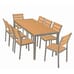 Synthetic Teak Wood Slats Table in Tan