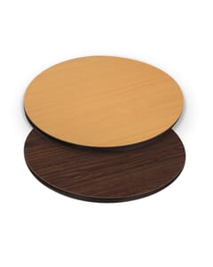 Reversible Commercial Laminate Table Top in Walnut/Oak with Brown T-Mold