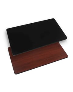 Rectangular Reversible Round Laminate Commercial Table Top in Mahogany/Black with Black T-Mold
