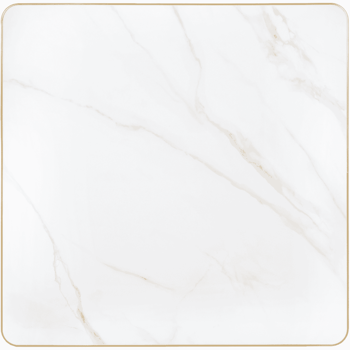 White Sintered Stone with Gold Aluminum Band Commercial Table Top