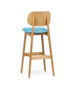 Fully Upholstered Lola European Beech Wood Commercial Bar Stool in Natural