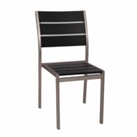 Aluminum Frame Outdoor Stackable Restaurant Chair With Black Synthetic Teak Slats