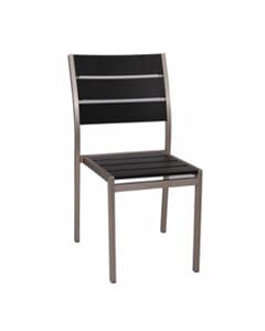 Aluminum Frame Outdoor Restaurant Chair With Black Synthetic Teak Slats (Front)