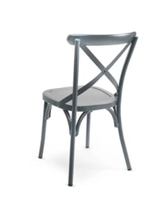 Antique-Look Stackable Aluminum Cross-Back Indoor/Outdoor Chair in Grey