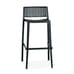 Vento Stackable Outdoor Resin Restaurant Bar Stool With Striped Square Back in Black