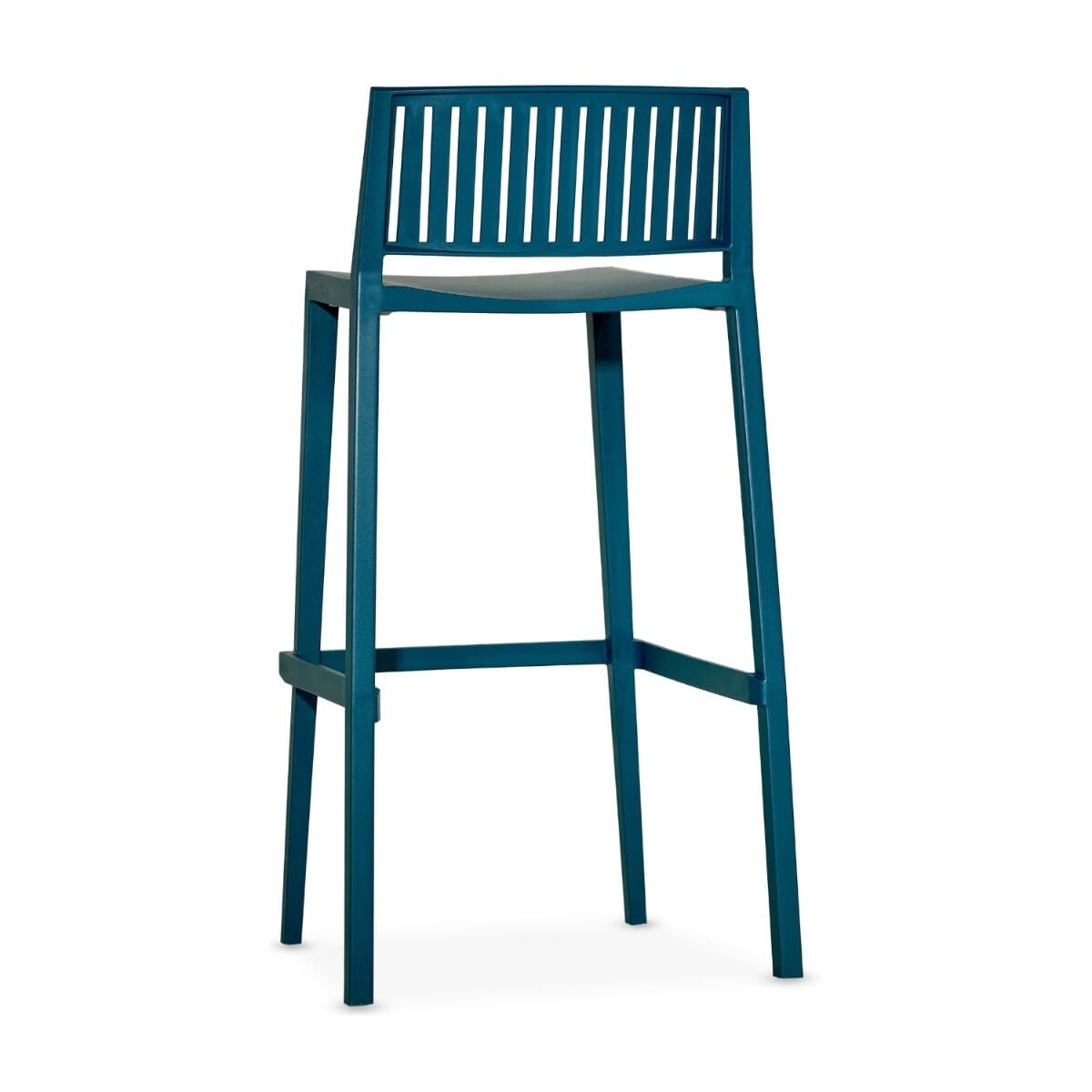 Vento Stackable Striped Back Outdoor Light Blue Resin Commercial Bar Stool
