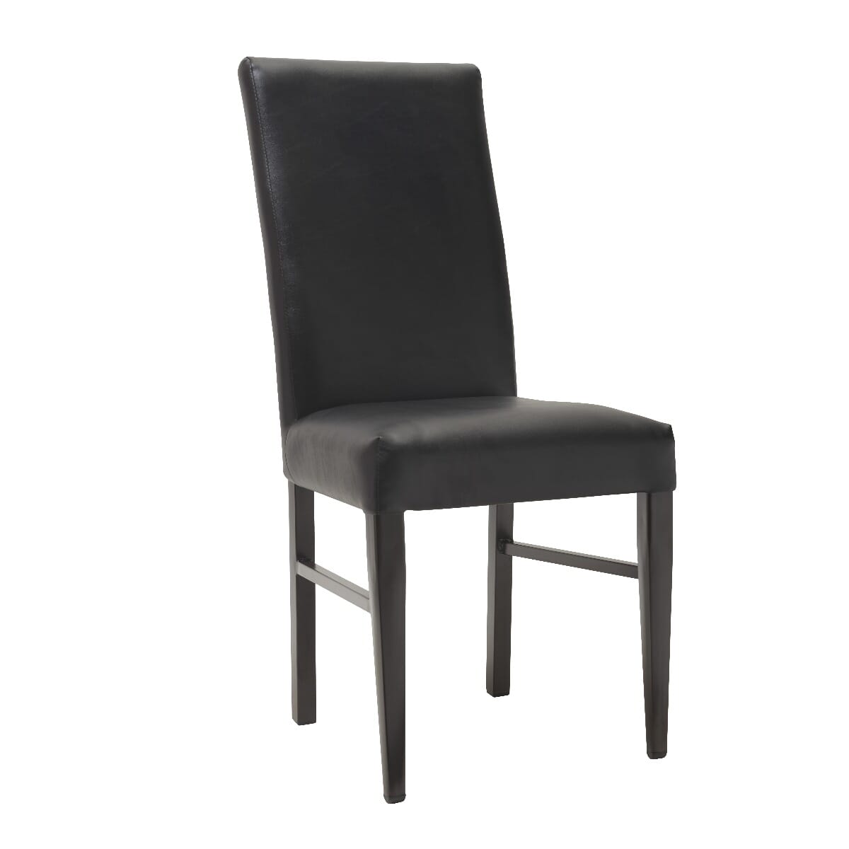 Custom Fully Upholstered Bellini Wood Look Metal Chair in Walnut