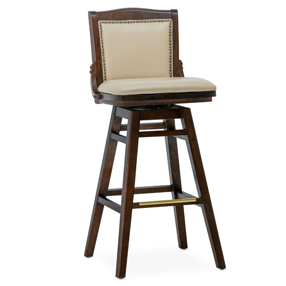 Fully Upholstered Solid Wood Swivel Schoolhouse Bar Stool