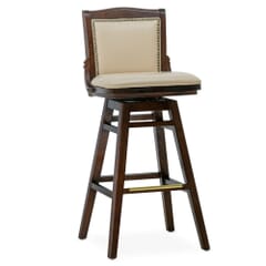 Fully Upholstered Solid Wood Swivel Schoolhouse Bar Stool