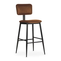 Willet Fully Upholstered Industrial Steel Restaurant Bar Stool in Black