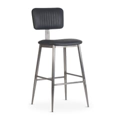 Willet Fully Upholstered Industrial Steel Restaurant Bar Stool in Clear Coat