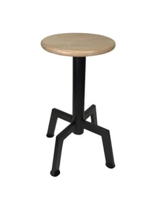 Black Backless Steel Restaurant Bar Stool with Natural Round Solid Beechwood Seat